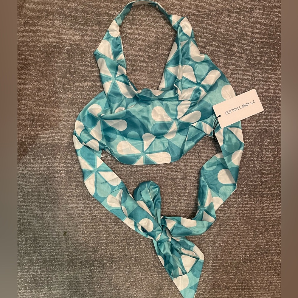Cotton Candy LA blue and teal silk halter top camisole S/M